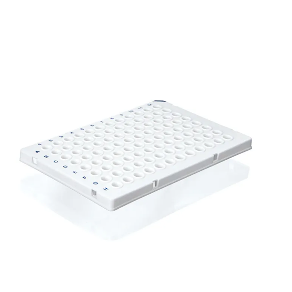 BrandTech BIO-CERT® PCR Plate, 96-Well, White, Semi-Skirted, Low-Profile, Non-Elevated Well Rim, 0.15 mL; 50/Pk