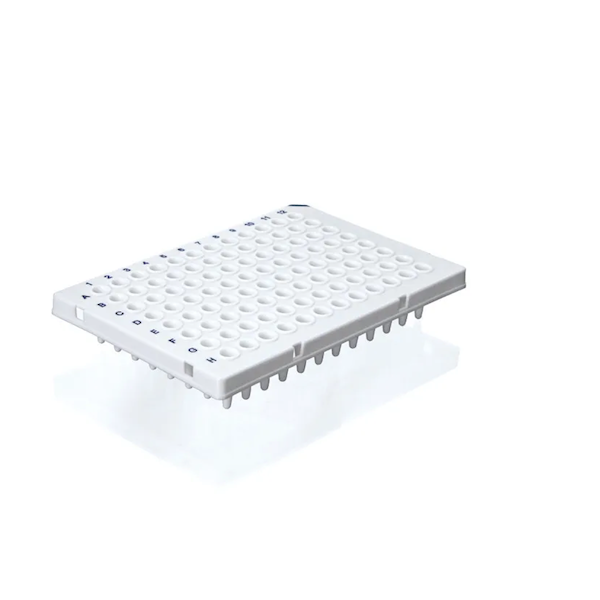BrandTech BIO-CERT® PCR Plate, 96-Well, White, Semi-Skirted, Standard Profile, Non-Elevated Well Rim, 0.2 mL; 50/Pk