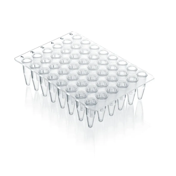 BrandTech BIO-CERT® PCR Plate, 48-Well, Clear, No Skirt, Standard Profile, Elevated Well Rim, 0.2 mL; 20/Pk