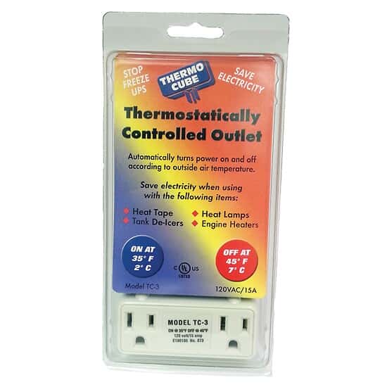 BriskHeat THERMOCUBE Thermostatically controlled power outlet, On at