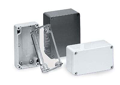 Bud Industries PN-1321 Enclosure with light gray polycarbonate body and cover; 2.56