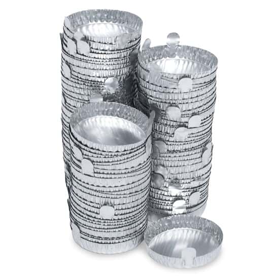 Cole-Parmer Aluminum Crimped-Walled Weighing Dish with Tab, 70 mm dia, 60 mL; 1000/Cs