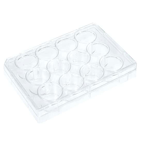 Cole-Parmer Cell and Tissue Culture Plates with Lid, Sterile, Polystyrene, Treated, 12-Well; 100/CS