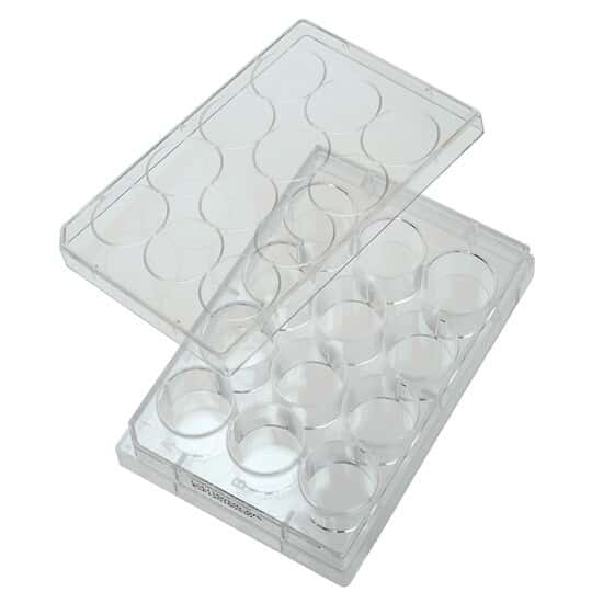 Cole-Parmer Cell and Tissue Culture Plates with Lid, Sterile, Polystyrene, Treated, 12-Well; 100/CS