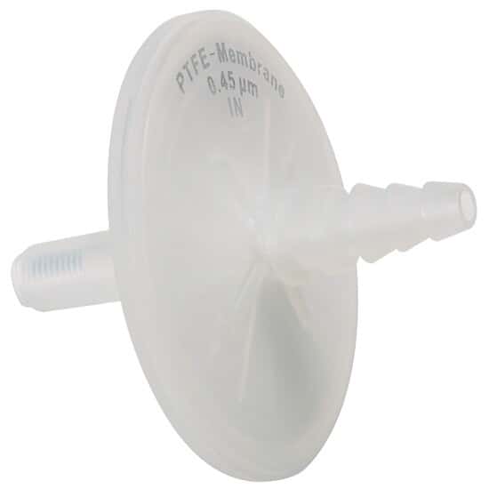 Cole-Parmer PTFE Syringe Filters, Non-Sterile, Barbed-Threaded, 0.45 µm, 50 mm dia; 10/pk