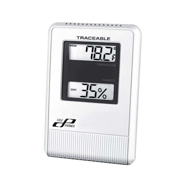 ColeParmer Thermohygrometer, 25 to 95 RH/, 32 to 122F from ColeParmer