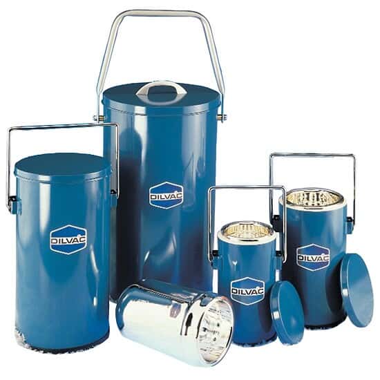 Blue Enameled Steel and Glass Dewar Flask with Handle and Lid, 1 L from ColeParmer