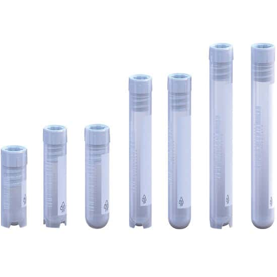 Cole-Parmer   2D Cryogenic Vials, Sterile, Skirted-Bottom, External Thread, 4 mL; 50/Cs