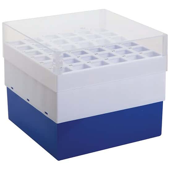 Cole-Parmer Polypropylene Freezer Box, 36 x 15 mL, Blue; 2/Pk