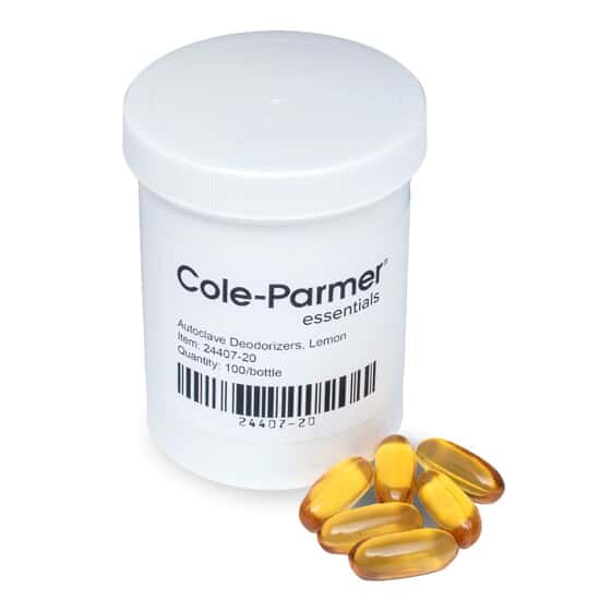 Cole-Parmer Autoclave Deodorizers, Lemon; 100/Bottle, 6 Bottles/CS