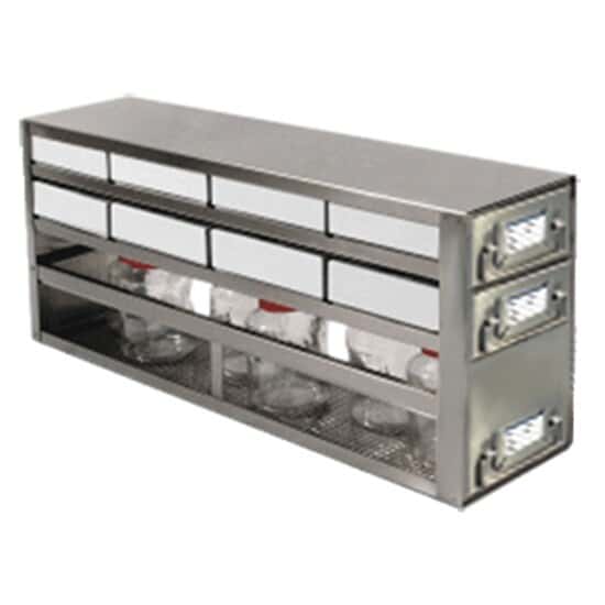 Cole-Parmer Upright Freezer Drawer Rack, 2 Drawers for 8 Boxes & 1 Drawer for Bottles