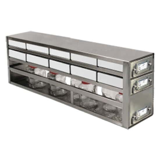 Cole-Parmer Upright Freezer Drawer Rack, 2 Drawers for 10 Boxes & 1 Drawer for Bottles