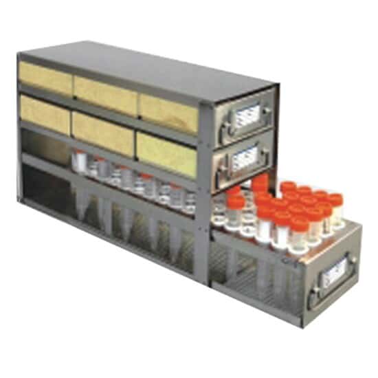 Cole-Parmer Upright Freezer Drawer Rack, 2 Drawers for 6 Boxes & 1 for (60) 15 mL Tubes