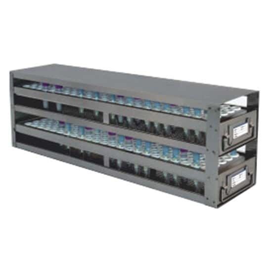 Cole-Parmer Upright Freezer Drawer Rack for 8 to 10 mL Blood Sample Tubes; 2 Drawers, holds 120 tubes
