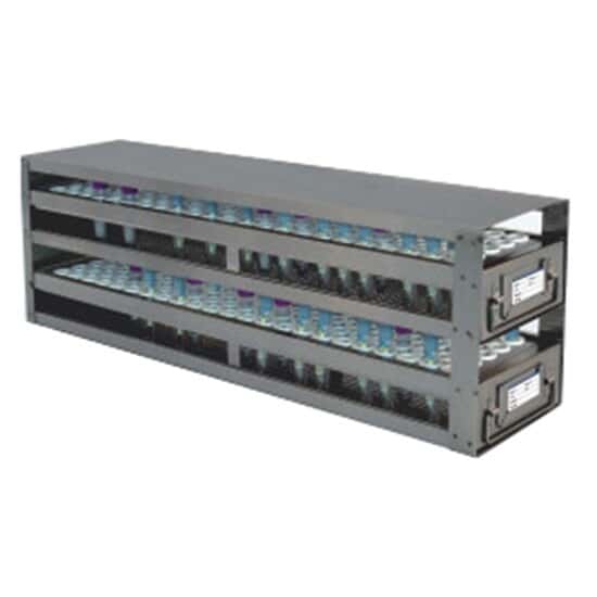Cole-Parmer Upright Freezer Drawer Rack for 8 to 10 mL Blood Sample Tubes; 2 Drawers, holds 160 tubes