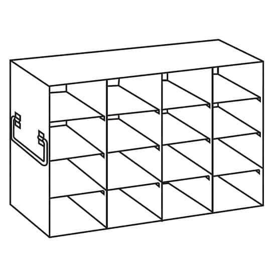 Cole-Parmer Upright Freezer Rack for 25-Place Slide Boxes, 4 x 4 Array