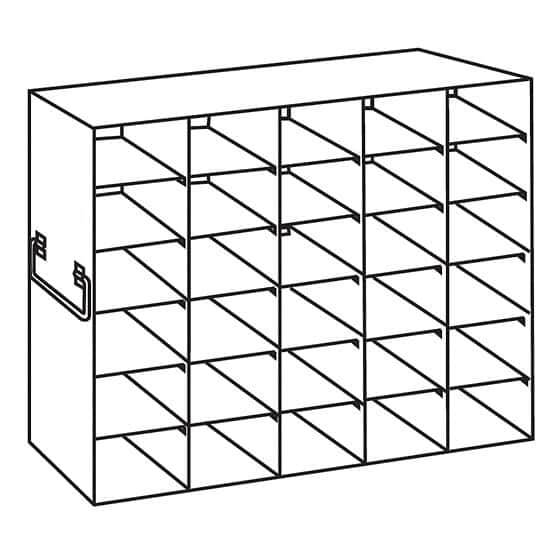 Cole-Parmer Upright Freezer Rack for 25-Place Slide Boxes, 5 x 6 Array