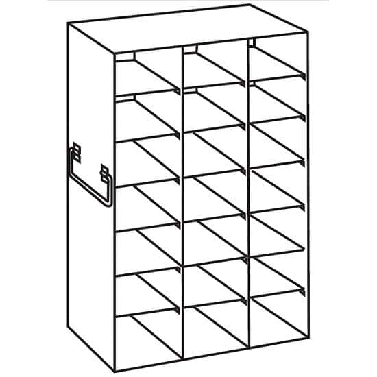 Cole-Parmer Upright Freezer Rack for 25-Place Slide Boxes, 3 x 7 Array