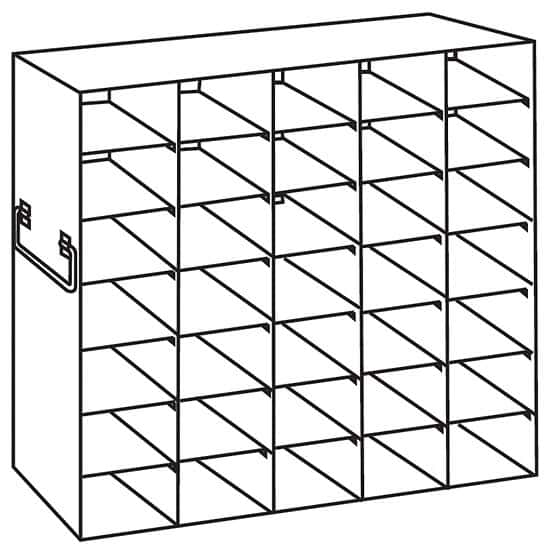 Cole-Parmer Upright Freezer Rack for 25-Place Slide Boxes, 5 x 7 Array