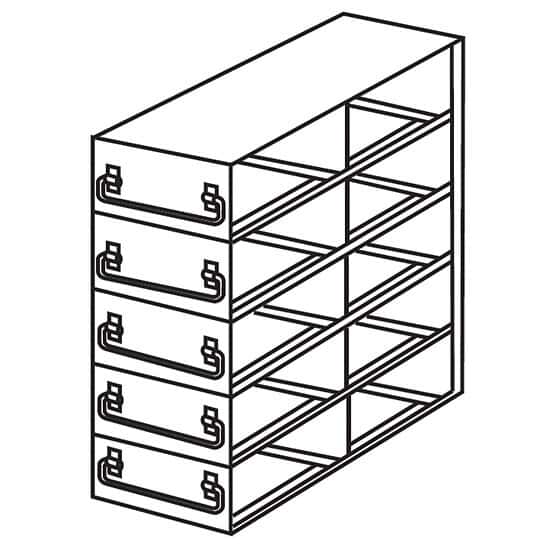 Cole-Parmer Upright Freezer Drawer Rack for 100-Place Slide Boxes, 2 x 5 Array