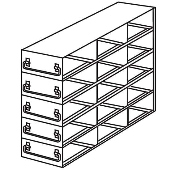 Cole-Parmer Upright Freezer Drawer Rack for 100-Place Slide Boxes, 3 x 5 Array