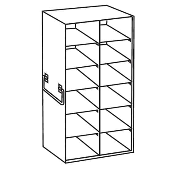Cole-Parmer Upright Freezer Drawer Rack for 100-Place Slide Boxes, 2 x 6 Array