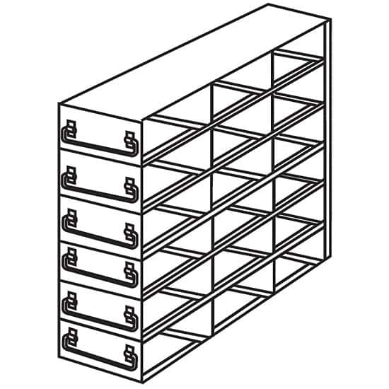 Cole-Parmer Upright Freezer Drawer Rack for 100-Place Slide Boxes, 3 x 6 Array