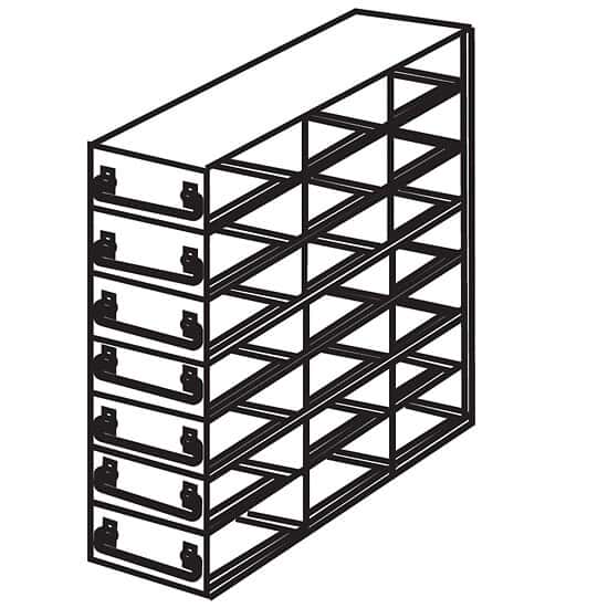 Cole-Parmer Upright Freezer Drawer Rack for 100-Place Slide Boxes, 3 x 7 Array