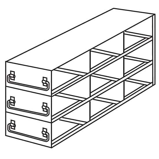 Cole-Parmer Upright Freezer Drawer Rack for 100-Cell Hinged Top Plastic Boxes, 3 x 3 Array
