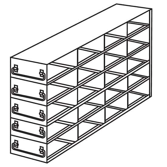 Cole-Parmer Upright Freezer Drawer Rack for 100-Cell Hinged Top Plastic Boxes, 4 x 5 Array