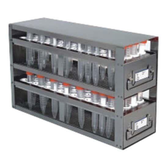 Cole-Parmer Upright Freezer Drawer Rack, 15 & 50 mL Tubes; 2 Drawers, holds (60) 15 mL & (30) 50 mL Tubes