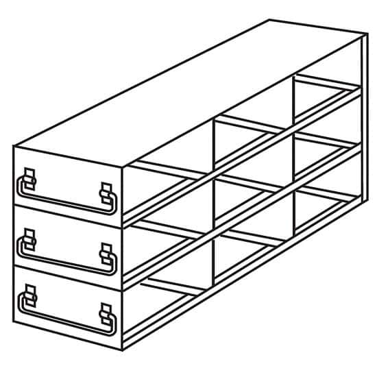 Cole-Parmer Upright Drawer Freezer Rack for 0.2 mL Tube 96-Well PCR Boxes, 3 x 3 x 2 Array