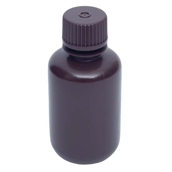 Cole-Parmer Amber Narrow-Mouth Plastic Bottle, HDPE, 60mL (2oz); 12/PK