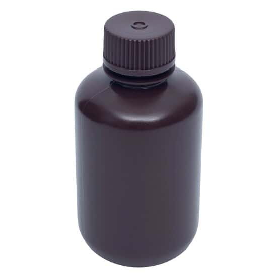 Cole-Parmer Amber Narrow-Mouth Plastic Bottle, HDPE, 125mL (4oz); 12/PK