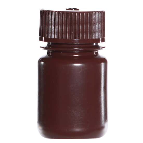 Cole-Parmer Amber Wide-Mouth Plastic Bottle, HDPE, 30mL (1oz); 12/PK