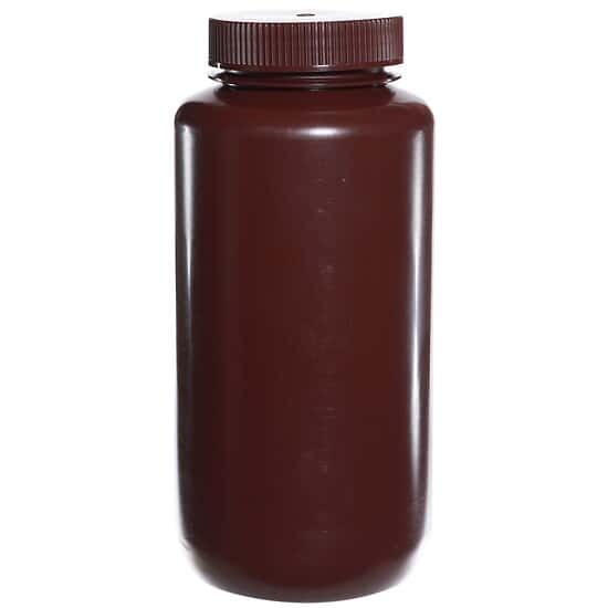 Cole-Parmer Amber Wide-Mouth Plastic Bottle, HDPE, 1000mL (32oz); 6/PK