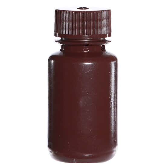 Cole-Parmer Economy Amber Wide-Mouth Plastic Bottle, HDPE, 60mL (2oz); 12/PK