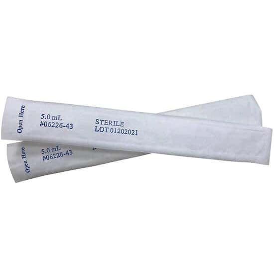 Cole-Parmer Transfer Pipette, 5 mL, Large Bulb, Graduated to 1 mL, Sterile, Individually Wrapped, 500/Box