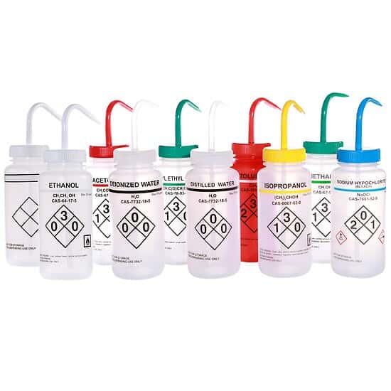 Cole-Parmer Safety Wash Bottle, LDPE, Assorted, 500mL (16oz); 6/PK