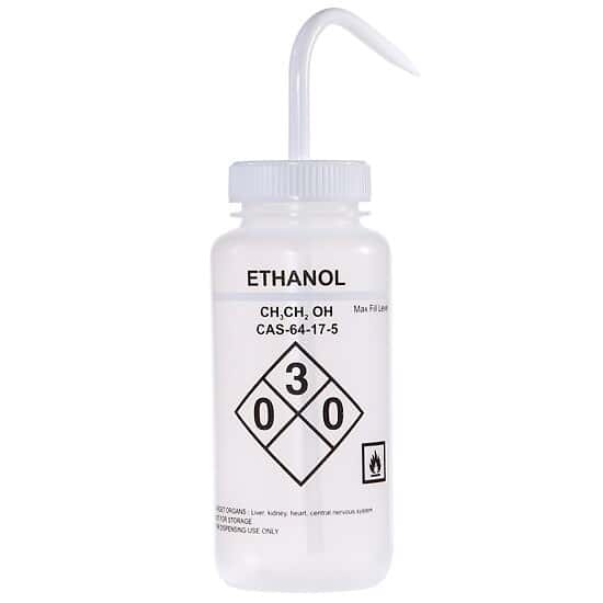 Cole-Parmer Safety Wash Bottle, LDPE, Ethanol, 500mL (16oz); 6/PK
