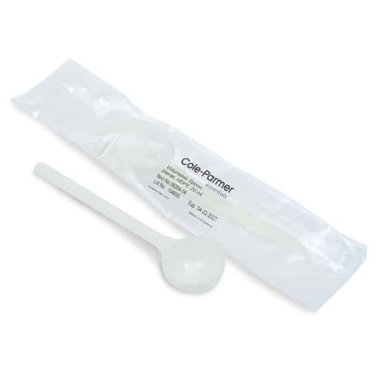 Cole-Parmer Sterile Volumetric Lab Sampling Spoons, HDPE, 20 mL (0.68 oz); 100/PK
