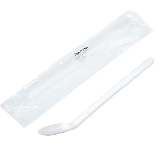 Cole-Parmer Angled, Long Handled Lab Sampling Spoons, HDPE, 10 mL (0.34 oz); 100/PK