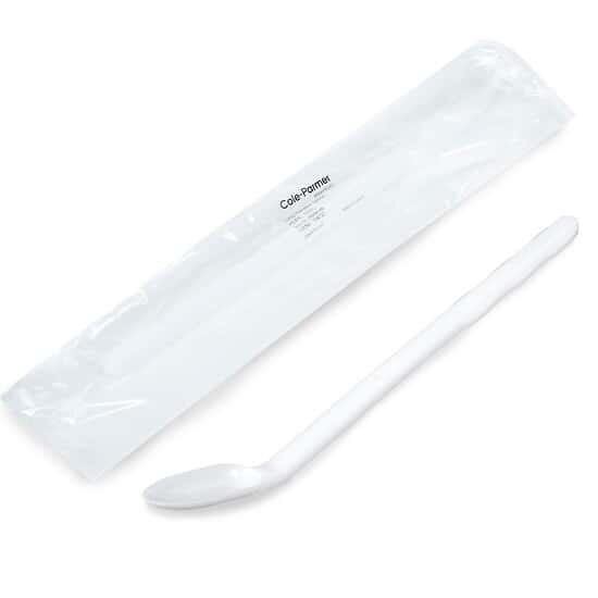 Cole-Parmer Angled, Long Handled Lab Sampling Spoons, HDPE, 10 mL (0.34 oz); 100/PK