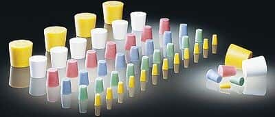Cole-Parmer Solid Color-Coded Silicone Stoppers, Standard Size 5, White; 10/Bag