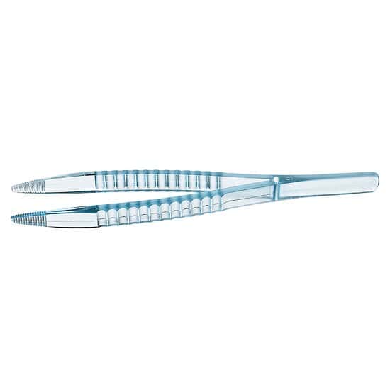 Cole-Parmer Sterile Polystyrene Plastic Lab Forceps/Tweezers, Serrated Blunt Tips, 12.2 cm L (4.8”); 100/PK