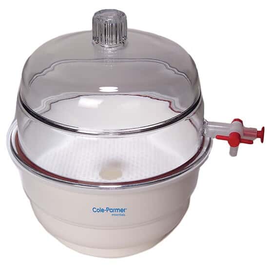Cole-Parmer Vacuum Desiccator with Polycarbonate Cover, Polypropylene Base, 12