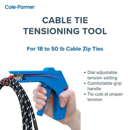 Tensioning Tool for 18 to 50 lb Cable Zip Ties, Polycarbonate from