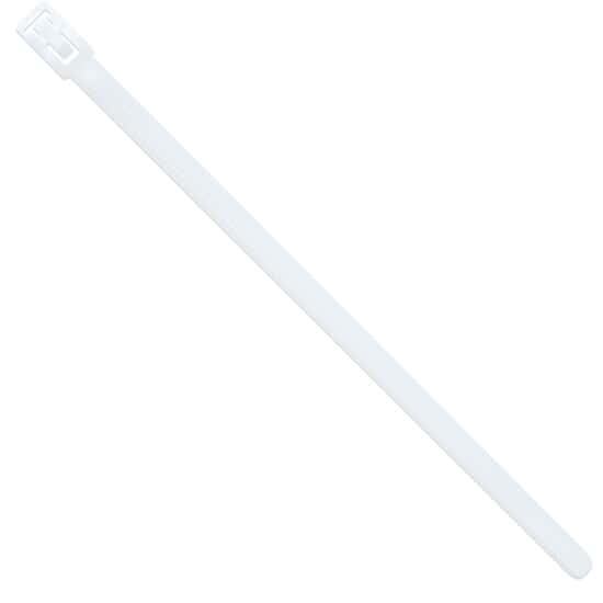 Cole-Parmer 50 Pound Nylon Reusable Releasable Cable Zip Ties, White, 7.9