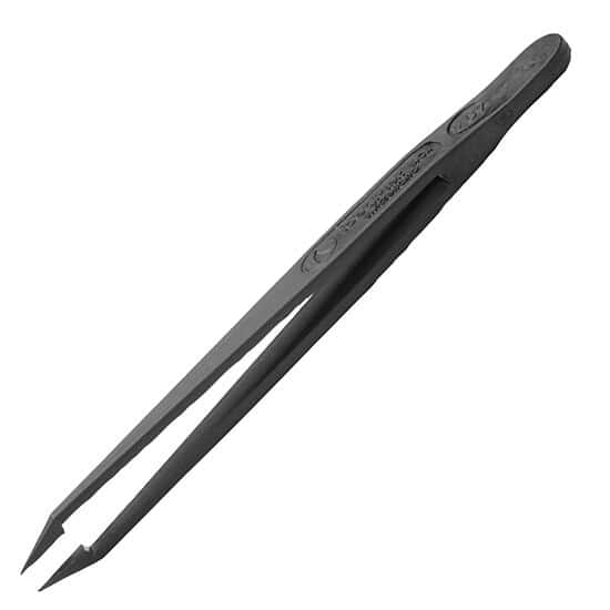 Cole-Parmer ESD Safe Plastic Tweezer, Tips; Angled, Pointed, 11.5 cm