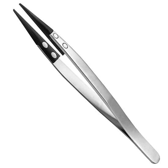 Cole-Parmer 00CF.SA.1 Stainless Steel Tweezers w/ Flat, Thick, Plastic Tips